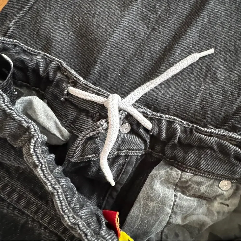 Empyre Ultra Loose Fit Skate Jeans Black Wash Internal Drawstring Size 25